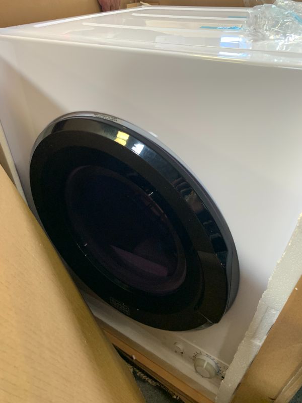 Photo 1 of BLACK+DECKER BCED37 Compact Dryer for Standard Wall Outlet, Small, 4 Modes, Load Volume 13.2 lbs., White