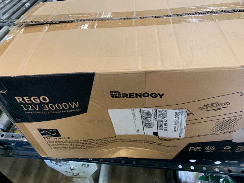 Photo 1 of Renogy REGO 3000W Pure Sine Wave Inverter Charger w/LCD Display 12V DC to 120V AC Built-in Bluetooth 4-Stage Charging