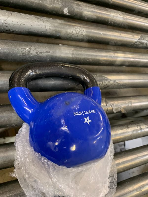 Photo 1 of 30lb Kettlebells Vinyl Coated Cast Iron for Dumbbell Weights Exercises, Gym, Fitness, Full Body Workout Equipment Push up, Grip and Strength Training Blue