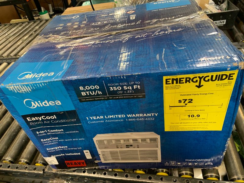 Photo 1 of Midea MAW08R1BWT EasyCool 8,000 BTU Window Air Conditioner, Fan-Cools, Circulates and Dehumidifies up to 350 Sq Ft, Reusable Filter, LCD Remote Control, White
