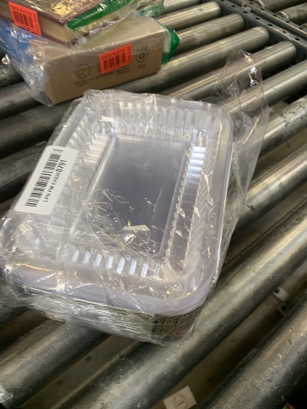 Photo 1 of iHomeSet 50 Pack 2 lb Rectangular Disposable Aluminum Foil Pan 32 oz Take Out Food Containers with Clear Plastic Dome Lids, for Catering, Baking, Roasting Food