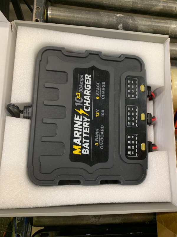 Photo 1 of Smart 3 Bank Marine Battery Charger 10X3, 30A (10A/Bank) 12V,Waterproof,lifepo4 Lithium Boat Battery Charger Maintainer and Desulfator for AGM, Lithium,Deep-Cycle Batteries Boat Accessories