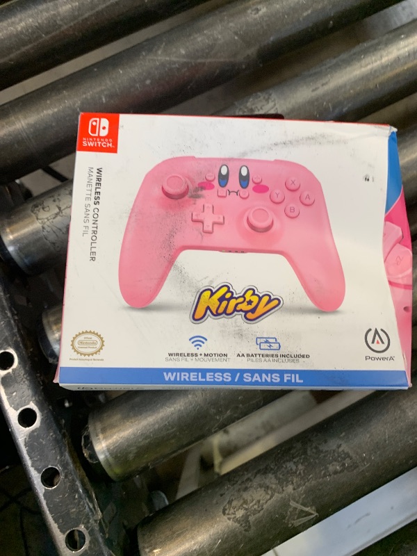 Photo 1 of PowerA Wireless Controller for Nintendo Switch - Kirby Mouthful, Switch Lite/Switch-OLED Model, Nintendo Switch 2, AA Battery Powered (Battery Included), Bluetooth, Motion Controls, Officially Licensed