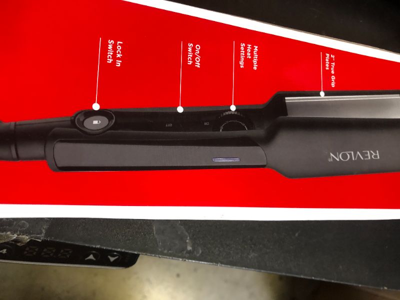 Photo 1 of REVLON Ceramic Coated 2" Flat Iron - Fast Heating Hair Straightener for Quick and Smooth Results, Plus Travel Friendly (Black)