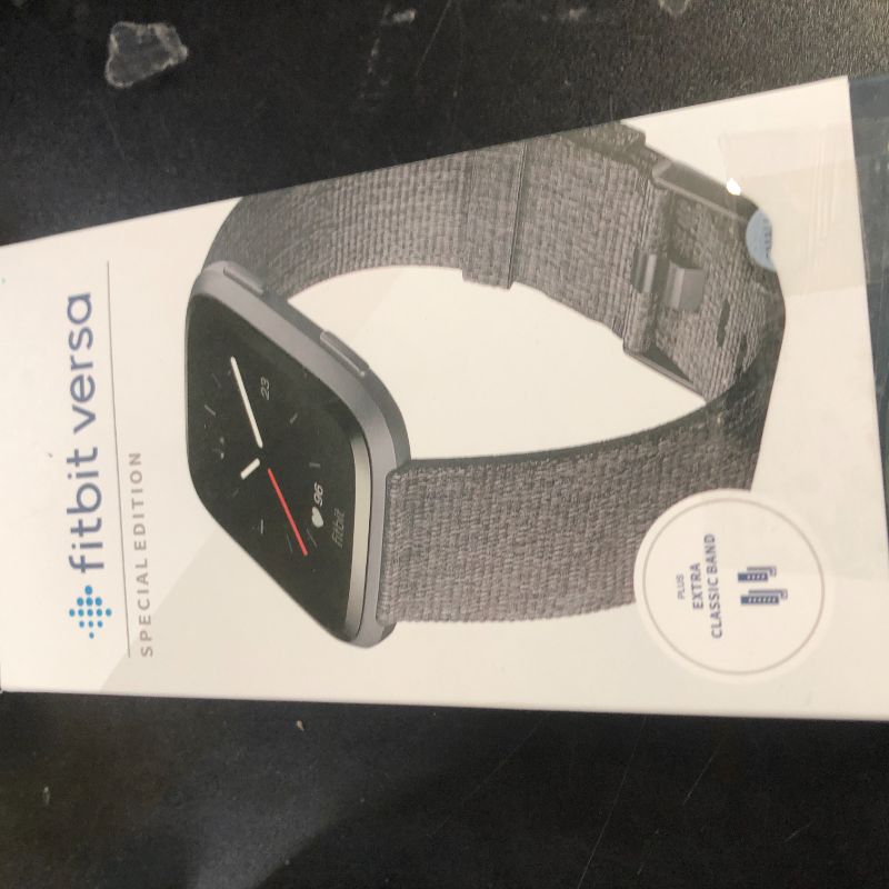 Photo 1 of Fitbit Versa Special Edition Smart Watch, Charcoal Woven, One Size (S & L Bands Included)