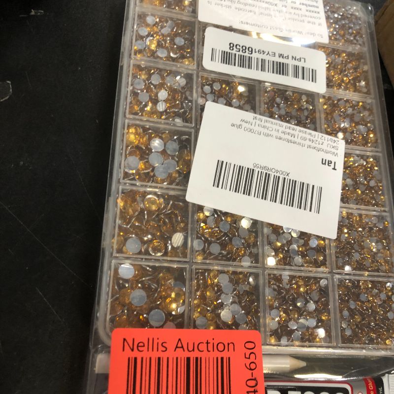 Photo 1 of 30000Pcs Resin Rhinestones Set for Crafting Bedazzling, Citrine Flatback Gems Jewels for Crafts Clothes Shoes Fabric Outfit Nails Makeup, Flat Back Crystal 2-6mm with b 7000 Glue