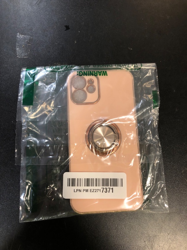 Photo 1 of Fingic for iPhone 12 Case,for iPhone 12 Case with 360° Ring Holder Phone Case for Women Girls Slim Kickstand Magnetic Support Car Mount Shockproof Case for iPhone 12 6.1 inch,Rose Gold