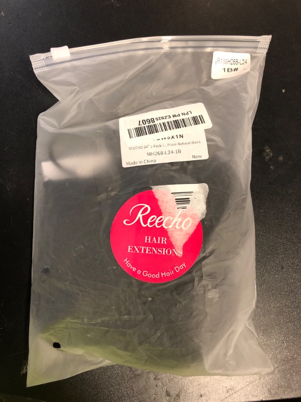Photo 1 of REECHO 24" 1-Pack 3/4 Full Head Curly Wave Clips in on Synthetic Hair Extensions HE008 Hairpieces for Women 5 Clips per Piece-Natural Black