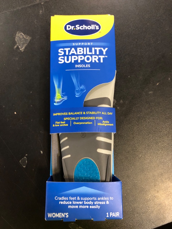 Photo 1 of ?Dr. Scholl's Stability Support Insoles, Flat Feet & Overpronation Low Arch Support, Improves Balance & Stability, Motion Control, Trim Inserts to Fit Shoes, Women's Size 6-10