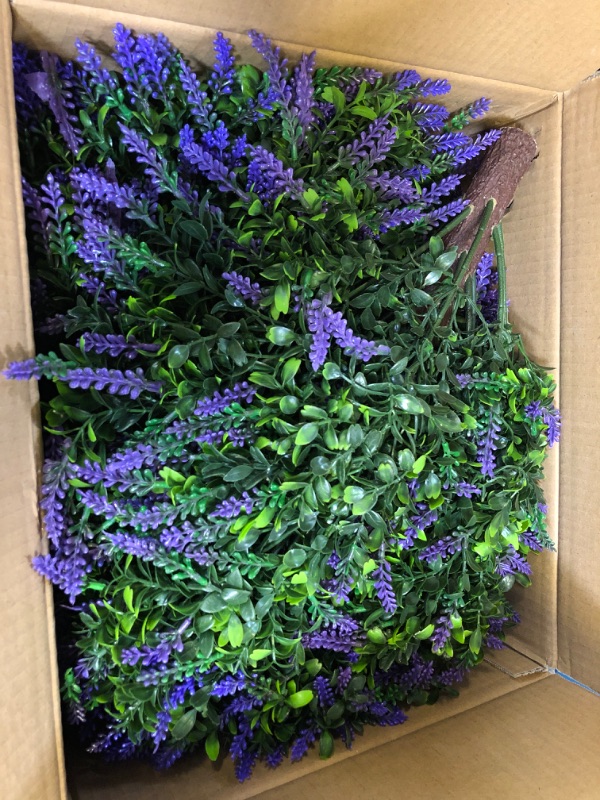 Photo 1 of Grooy Artificial Boxwood Topiary Ball with Lavender, Set of 2 Artificial Shrub Bushes with Ground Spike, Fake Evergreen Tree for Porch, Artificial Plants for Outdoor Planters Indoor UV Resistant