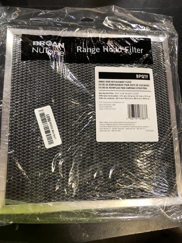 Photo 1 of Broan-NuTone BPQTF Charcoal QT20000 Series Range Hoods, Carbon Air Filter, 1 Count (Pack of 1), Grey
