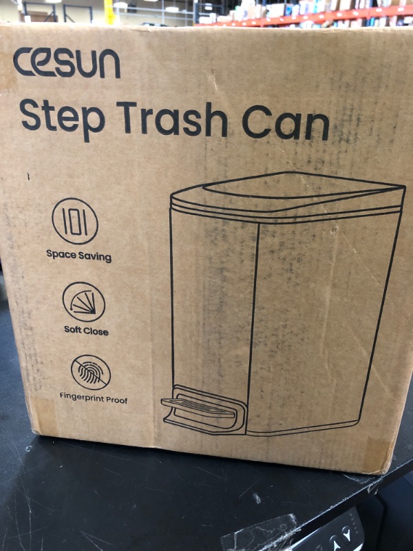 Photo 1 of SEE NOTES PICTURE……..Cesun Small Bathroom Trash Can with Lid Soft Close, Step Pedal, 6 Liter / 1.6 Gallon Stainless Steel Garbage Can with Removable Inner Bucket, Anti-Fingerprint Finish (Matt Black)