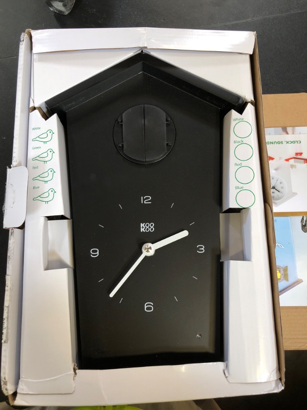 Photo 1 of KOOKOO Birdhouse Black, Modern Design Cuckoo Clock with 12 Natural Bird Voices or Cuckoo Call
