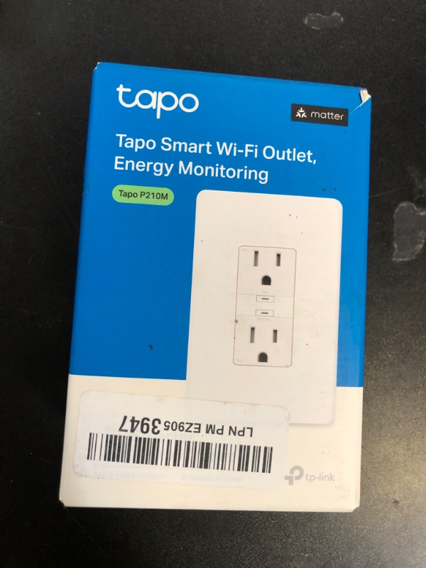 Photo 1 of TP-Link Tapo Smart Plug P210M, Wi-Fi in-Wall Outlet, Matter Compatible, Energy Monitoring, 15A/1800W Max, Works with Alexa, Apple Home, Google Home, SmartThings, Voice/Remote Control, ETL Certified