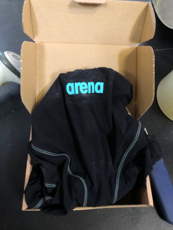 Photo 1 of ARENA Powerskin Impulso hi Open Back Junior Girls’ Competition Racing Swimsuit Full Body Short Leg Kneeskin One Piece Athletic Tech Swim Suit, Black Teal, US Size 26