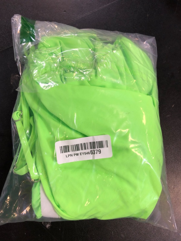 Photo 1 of Eomenie Women's One Piece One Shoulder Swimsuit with Drawstring Tummy Control Bathing Suit Sexy High Cut Swim Suits Neon Green
