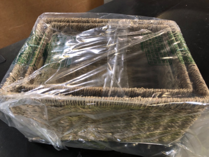 Photo 1 of StorageWorks Wicker Storage Baskets, Handwoven Seagrass Basket for Organizing, Decorative Organizers with Built-in Handles, Set of 2