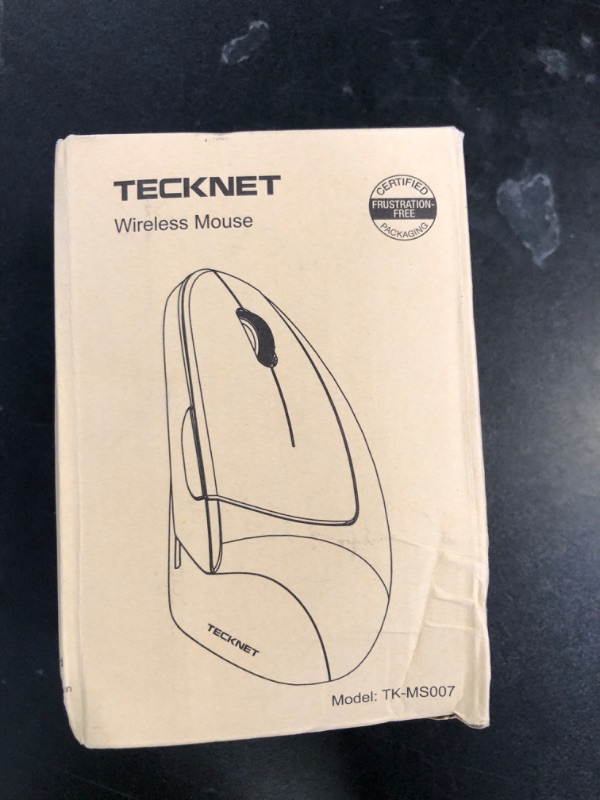 Photo 1 of TECKNET Ergonomic Mouse, Wireless Bluetooth Vertical Mouse, 4800 DPI Optical Tracking, 6 Adjustable DPI, Quiet Clicks, 2.4GHz with USB A Receiver, 6 Buttons, Wide Compatibility - Black