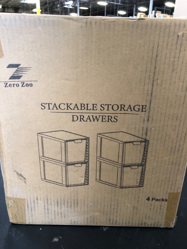 Photo 1 of 4Pack Large Stackable Kitchen Storage Drawers, Clear Foods Organizer Bins with Handles, Easily Assemble for Bathroom, Kitchen, Pantry, Cabinet, Closet(XL-UP Handle)