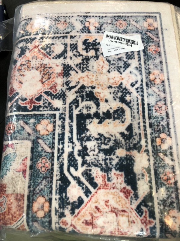 Photo 1 of CAPALOCA Machine Washable Rugs Nursery Rug 5x7 Cute Girl Non Slip Low Pile Water Repellent Soft Print Pattern for Bedroom Indoor Decor Kids Playroom Bluebeige