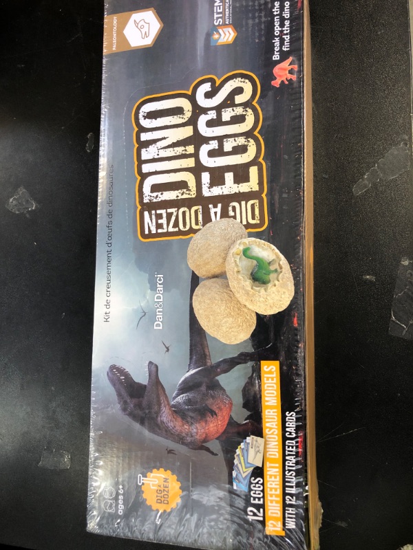 Photo 1 of Dan&Darci Dig a Dozen Dino Egg Kit for Kids - Dinosaur Toys Gift 3-12 Year Old - 12 Eggs & Surprise Dinosaurs - Basket Stuffers - Science STEM Activities - Boy Toy Party Gifts for Boys & Girls
