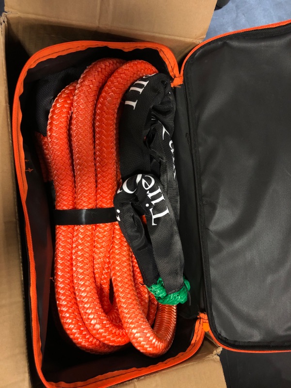 Photo 1 of Kinetic Recovery Rope 1.26" x 30ft 55000lbs Heavy Duty Offroad Snatch Strap with 2 Soft Shackles, Kinetic Tow Rope Recovery Kit, 35% Elasticity Tow Ropes for Trucks SUV UTV ATV Tractor