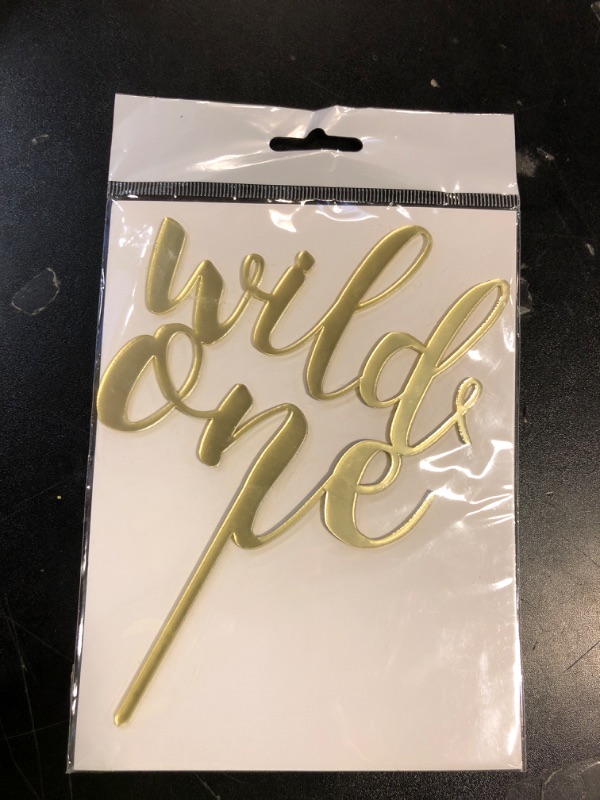 Photo 1 of Wlropted Wild One Cake Topper -Gold Acrylic Birthday Cake Decoration for 1st Birthday Party Cake? Suitable for Baby Shower/Gender Reveal Party/Birthday Souvenir and Gifts