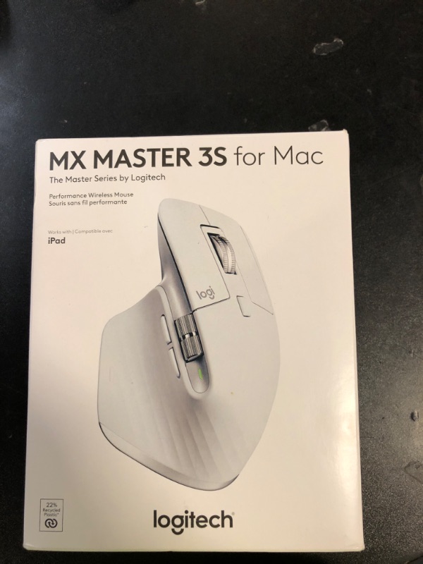 Photo 1 of Logitech MX Master 3S for Mac - Wireless Bluetooth Mouse with Ultra-Fast Scrolling, Ergo, 8K DPI, Quiet Clicks, Track on Glass, Customization, USB-C, Apple, iPad - Pale Grey