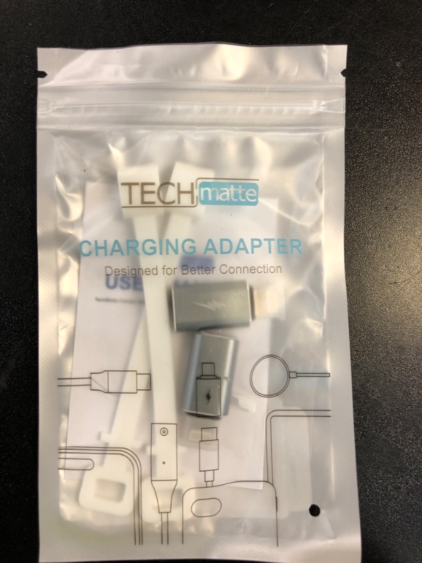 Photo 1 of TechMatte Female USB C to Male Lightning Adapter 2 Pack 2.2A Charging Data Transfer, Compatible with iPhone 14, 13, 12, 11 Xs iPad iPod AirPods, Not for Audio Headphones/OTG Firewire Anti-Lost, Grey