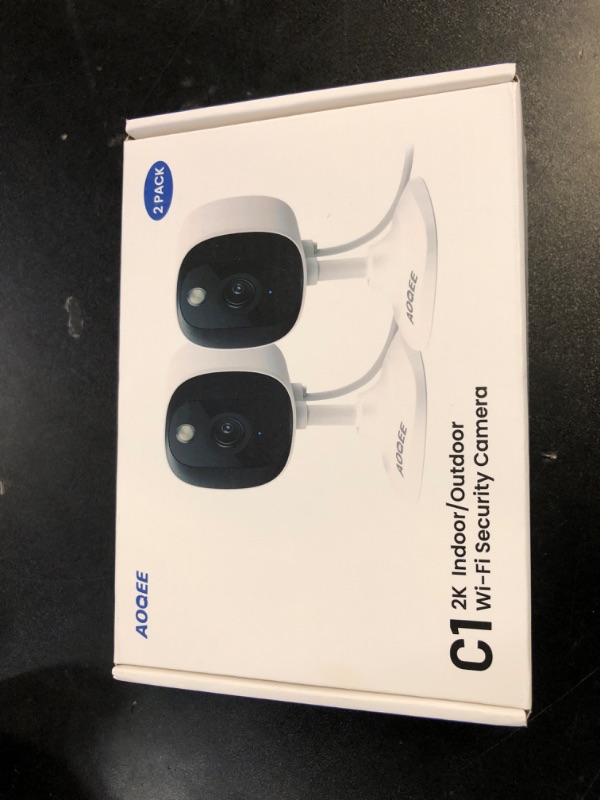 Photo 1 of AOQEE 2K Cameras for Home Security-Outdoor/Indoor Camera for Dog/Cat/Pet/Nanny/Baby, Color Night Vision, White Light, Siren, 24/7 SD Recordings, Works with Alexa/Google Home, C1 (C1-White-2pack-2.4G)