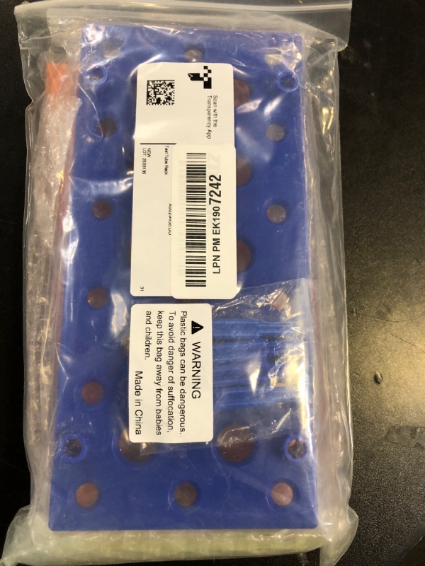 Photo 1 of Test Tube Rack, Centrifuge Tube Holder (2 Pack - Blue and Orange) for 10ml, 15ml, 50ml, Detachable Plastic Stand, 28 Well