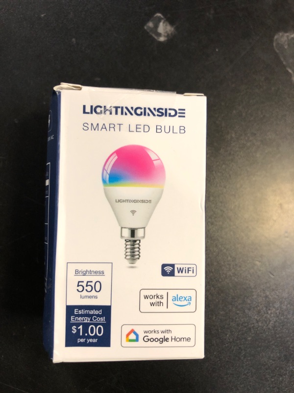 Photo 1 of Lightinginside E12 Smart Light Bulbs 50W Equiv., G16.5 RGBCW Candelabra Chandelier Ceiling Fan Smart Bulb Works with Alexa/Google Home/Smart Life, 5W 550LM, 2.4G WiFi Bluetooth Bulb, ETL Listed, 1PC