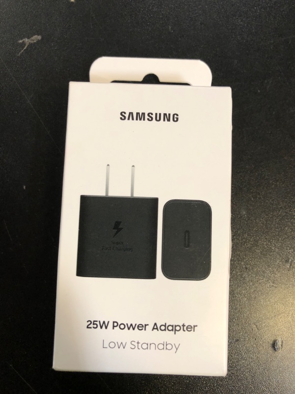 Photo 1 of Samsung 25W Wall Charger Power Adapter, Cable Not Included, Super Fast Charging, Compact Design, Energy Efficient, Compatible with Galaxy and USB Type C Devices, Black