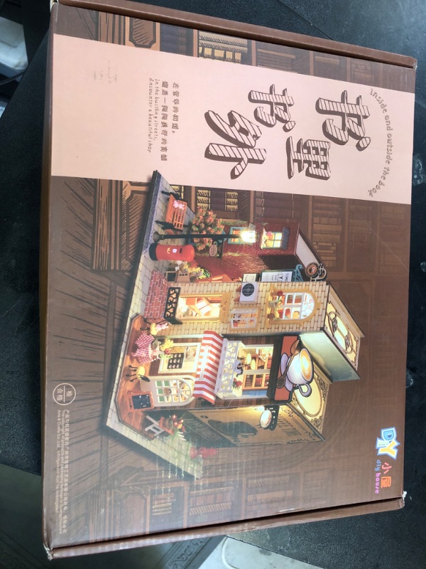 Photo 1 of DIY Miniature Dollhouse Kit, Book Nook Kit Tiny House Model with LED Music Box, 3D Wooden Puzzle for Adults, Self-Assembly Bookend Building Set Miniature Model Hobbies, Romantic Birthday Gift for Her