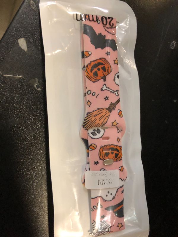 Photo 1 of Christmas Halloween Watch Bands Compatible with Samsung Galaxy Watch 40mm 41mm 42mm 44mm 45mm 46mm, 20mm Holiday Replacement Silicone Strap for Galaxy Watch 7 / 6 / 5 / 5 Pro / 4 / 4 Classic / 3 / Active 2&1 (Pink Halloween)