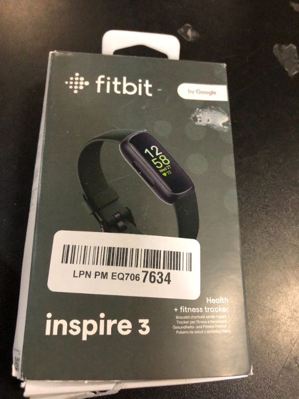 Photo 1 of Fitbit Inspire 3 Health &-Fitness-Tracker with Stress Management, Workout Intensity, Sleep Tracking, 24/7 Heart Rate and more, Midnight Zen/Black One Size (S & L Bands Included)