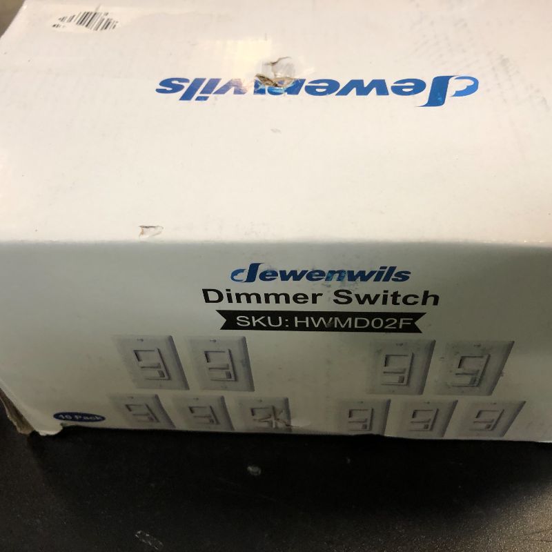 Photo 1 of DEWENWILS Dimmer Switch for LED Lights, 600W Incandescent/Halogen and 150W CFL/LED, Single-Pole or 3-Way Dimmer Light Switch, ETL ? cUL Listed, White, 10 Packs