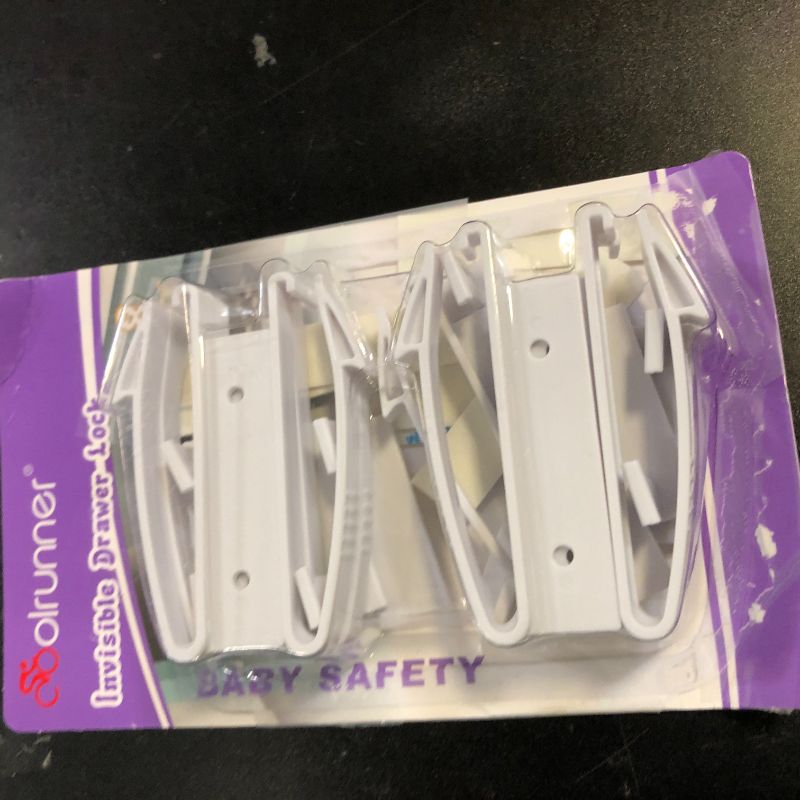 Photo 1 of Coolrunner Child Safety Drawer Locks, 8 Pack Safety Invisible Drawer Latches with Strong Adhesive for Baby Care,Only fit for Some Drawer, Please See Below Before Buying