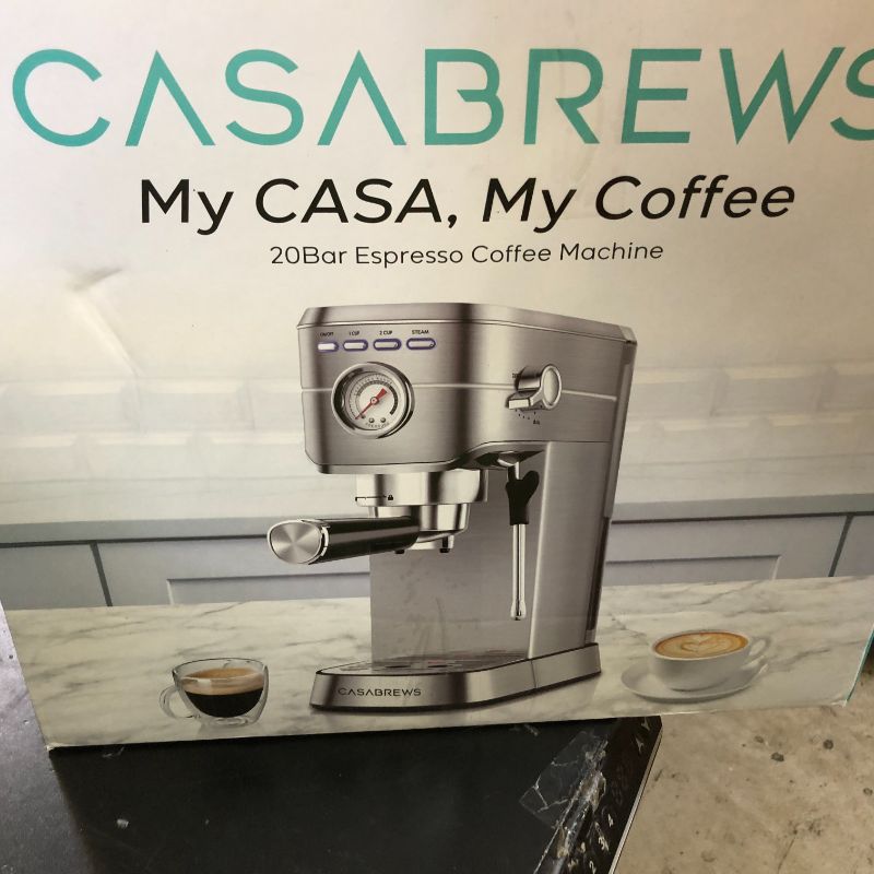 Photo 1 of CASABREWS CM5418 Espresso Machine 20 Bar, Compact Espresso Maker with Steam Milk Frother, Stainless Steel Coffee Machine with 34oz Removable Water Tank for Cappuccino, Latte, Silver