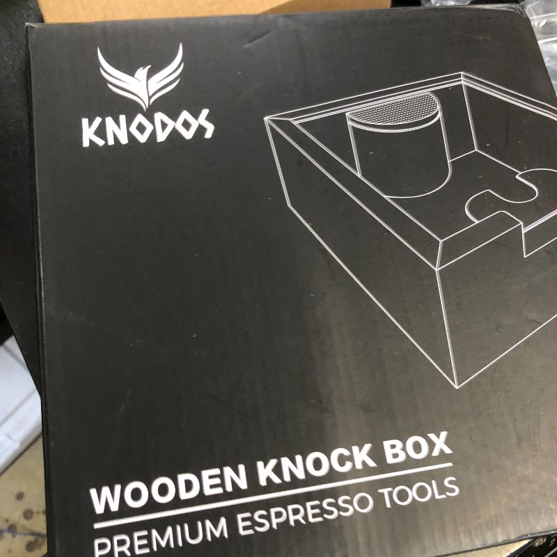 Photo 1 of KNODOS Wooden Espresso Knock Box Walnut Dump Bin for Coffee Grounds Disposal Durable, Shock-Absorbent Espresso Machine Accessories, Easy to Clean Tamping Station