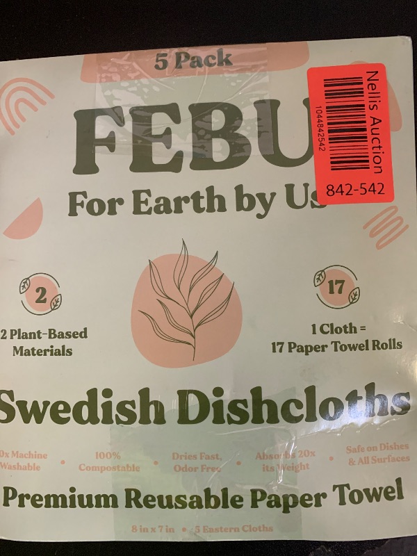 Photo 1 of FEBU Swedish Dishcloths for Kitchen | 5 Pack Eastern Reusable Paper Towels Washable | Swedish Dish Towels | Non-Scratch Cellulose Sponge Cloths | No Odor, Biodegradable Cleaning Cloths