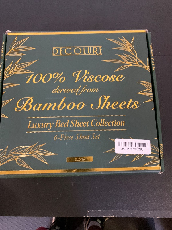 Photo 1 of DECOLURE 100% Viscose Derived from Bamboo Sheets King Size 6pcs - Ultra Soft & Luxuriously Cooling, 17" Deep Pocket, Double Stitching, Perfect for Hot Sleepers - King Bed Sheets (White)