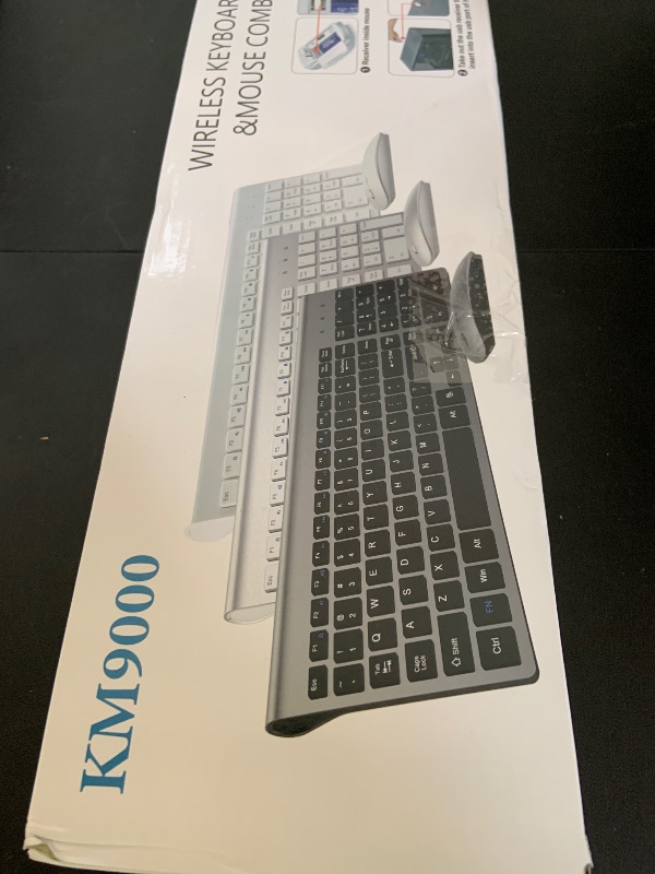 Photo 1 of Wireless Keyboard and Mouse Ultra Slim Combo, TopMate 2.4G Silent Compact USB 2400DPI Mouse and Scissor Switch Keyboard Set with Cover, 2 AA and 2 AAA Batteries, for PC/Laptop/Windows/Mac - White