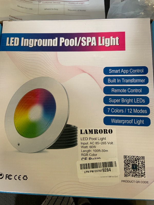 Photo 1 of 10 Inch Pool Lights for Inground Pool, 60W Color Changing LED Pool Light with APP/Remote/Control, 12V Low Voltage IP68 Waterproof for Wet Niche, Underwater Swimming Pool Lights 100 FT Cord