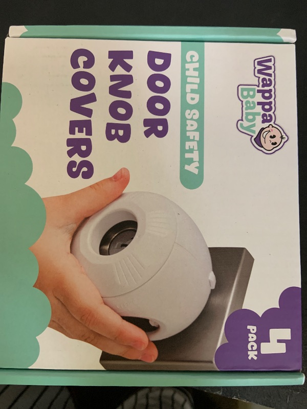 Photo 1 of Child Safety Door Knob Cover (4 Pack) Hard-to-Remove Dual-Lock Door Handle Covers for Kids - Reusable Baby Proof Door Knob Locks - Installs Easily, No Tools Needed (White)