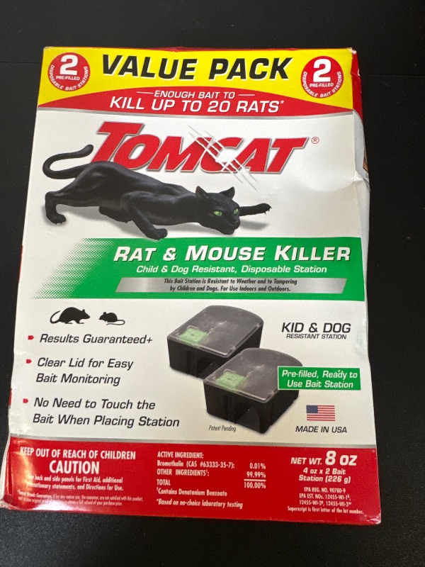 Photo 1 of Tomcat Rat and Mouse Killer Disposable Stations for Indoor/Outdoor Use: Child and Dog Resistant, Pre-Filled, Easy Monitoring, 2-Pack