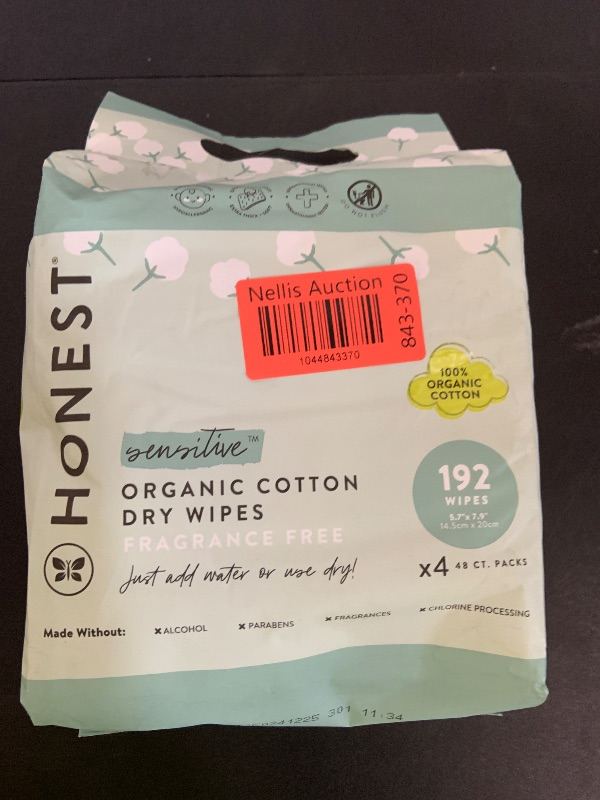 Photo 1 of The Honest Company 100% Pure Organic Cotton Dry Wipes | Multi-Use Disposable Facial Cloth and Baby Wipe | Hypoallergenic and Gentle on Skin | 192 Count