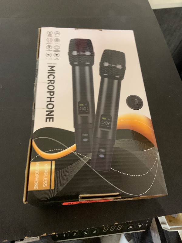 Photo 1 of Wireless Microphones,Metal Microphone with Dual Professional UHF Cordless Dynamic System,Rechargeable Microphone Receiver for Karaoke Singing, Wedding,Party, DJ, Speech, Church, Class Use,240ft
