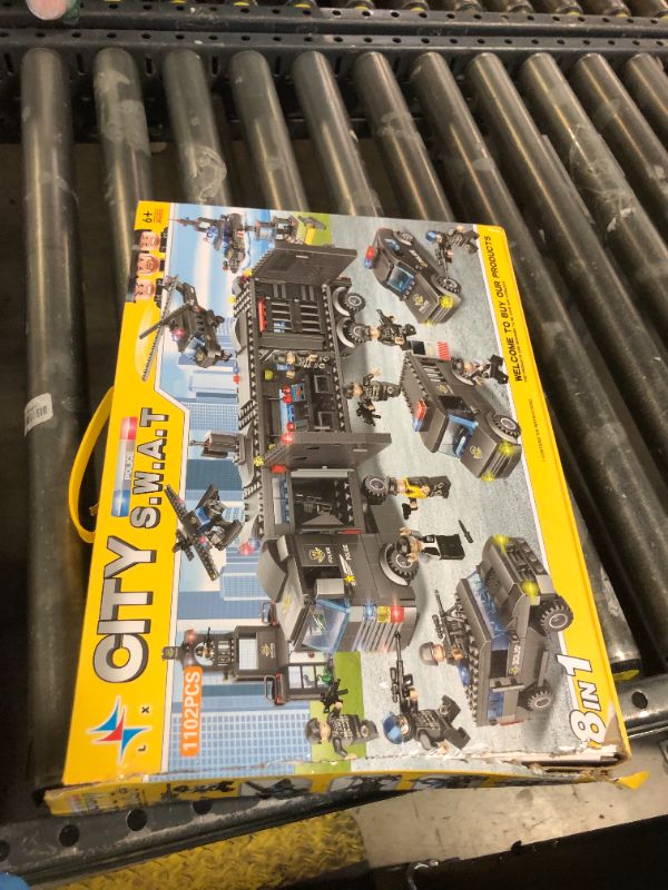 Photo 1 of 1102 Pieces City Police Station Building Kit, SWAT Mobile Command Center Truck Building Toy with Police Car, Helicopter, Patrol Boat, Best Learning and Roleplay Swat Toy Gift for Boys and Girls