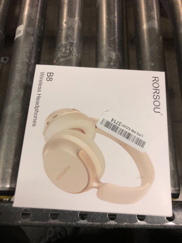 Photo 1 of RORSOU B8 Bluetooth Headphones Over Ear, 6 EQ Music Modes and 50H Playtime Deep Bass Wireless Headphones with Mic, Lightweight Folding HiFi Stereo Headset for iPad/Travel/Tablet/PC/Home Beige White